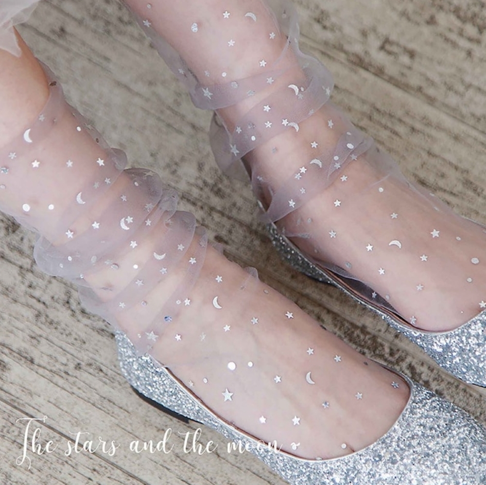 Star Nightfall Hosiery Gray & Silver Stars